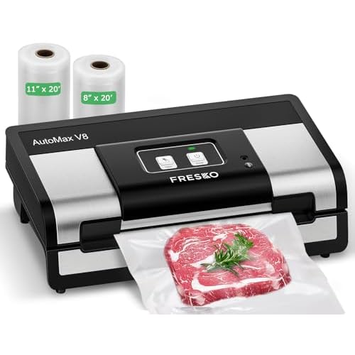FRESKO Automatic Vacuum Sealer for Food, Hands-Free Operation, Seal 50 Bags in 20 min – Ideal for Meal Prep & Bulk Food Storage, Powerful Suction, B