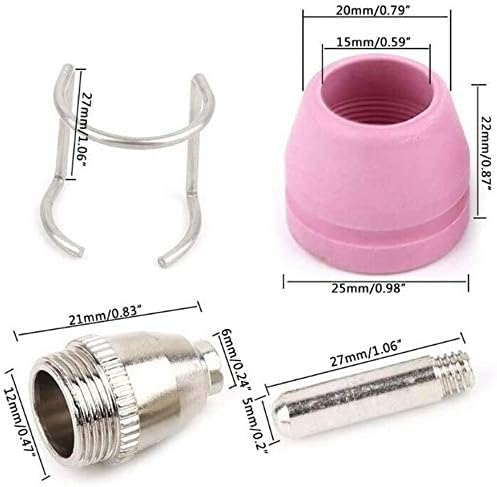 RIVERWELD Lot De 50 Consommables Plasma SG-55 AG-60 WSD-60 - Électrodes Hafnium, Buses 1.0mm 50A, Capuchons Céramique