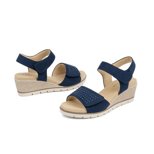 VJH confort Women's Wedge Sandals, Comfort Memory Foam Rhinestone Sandal with Adjustable straps4