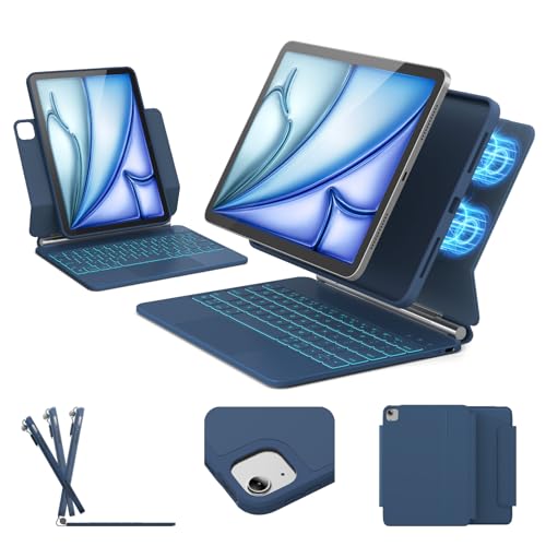 Image of for iPad Air 11 /Pro 11 (1-4) Keyboard Case, Multi-Magnetic Mode | Portrait /Landscape, 11-Color Backlit & Multi-Touch Trackpad, Detachable Case for Air 11 M4-M2 /Air 4-5 /Pro 11 Gen 1-4, Blue