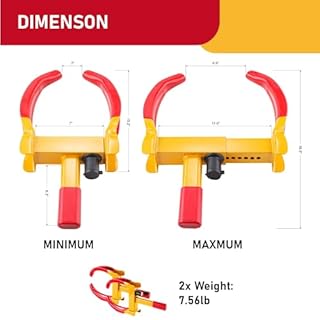 CARTMAN 2 Packs Heavy Duty Trailer Wheel Lock, Adjustable Anti Theft Wheel Clamp, Great Deterrent for Trailers SUV Boats ATVs Motorcycles Golf Cart, 6 Alike Keys