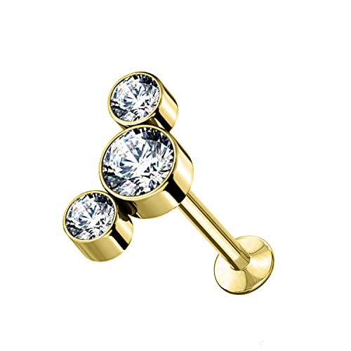 AWAKEN Piercing Labret Acero Quirúrgico Roscado Internamente Pendientes de botón Borchies Cartilagine Helix Tragus Conch Medusa Daith Piercing de botón