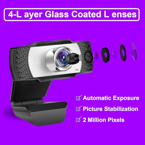 Bocodow 1080p Hd Webcam with Microphone, Wide Angle USB Computer Camera for Pc Mac Laptop, Plug and Play — view 3