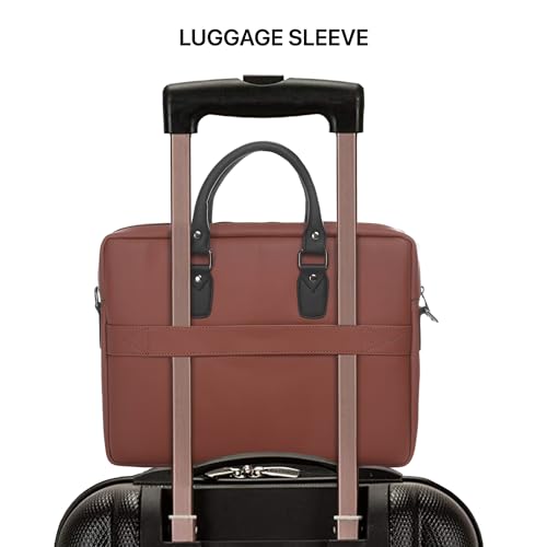 Image of Vaku Luxos MILAN 14 Inch Laptop Bag Leather Collection Messenger Organizer Shoulder Sling Office Bag for Men & Women With Adjustable Strap for Laptop and MacBook up to 14 inch