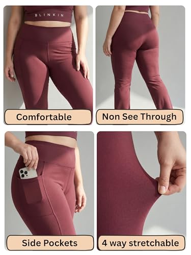 Image of BLINKIN Plus Size Flared Gym Pants for Women - Workout Yoga Pants for Woman - Ultimate Flare Bootcut Track Pants Womens Activewear(M-7XL)