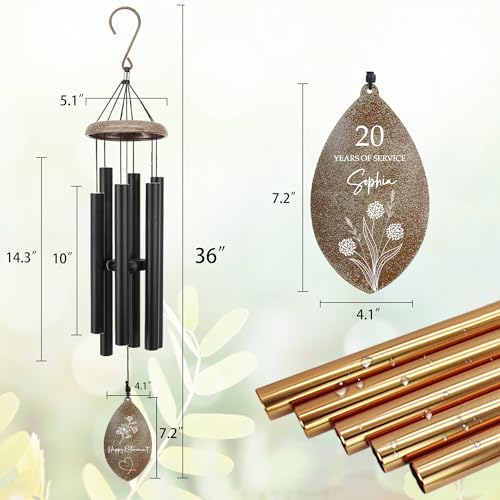 Image of ASTARIN Personalized Happy Retirement Gift, Custom Name Retirement Wind Chimes for Women Men, 35 inch Large Deep Tone Wind Chime Retire Gifts for Teacher Co-Workers Boss