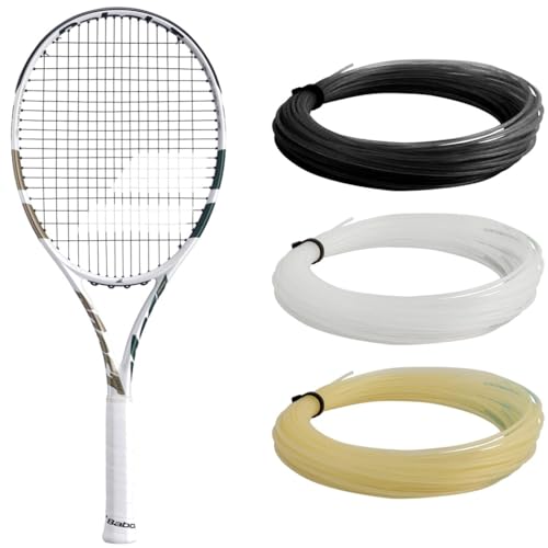 Babolat Boost Drive Wimbledon Strung Tennis Racquet, White/Gold (4 1/8" Grip) - Strung with 16g Black Syn Gut at Mid-Range Tension