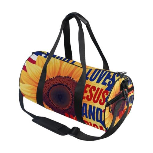 Bolsa de gimnasio para hombres y mujeres con diseño temático americano de lona