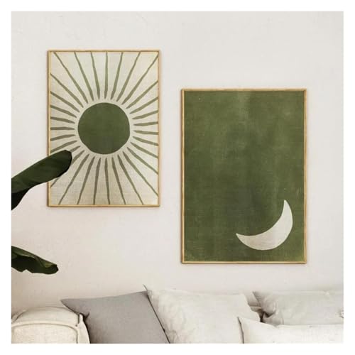 Tableau déco nature abstrait vert olive toile pour petit espace