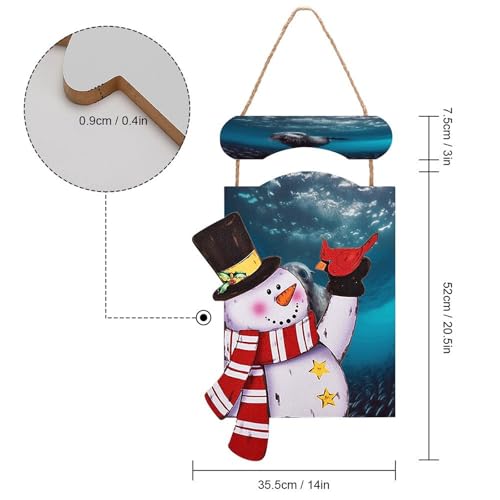 Suspension bois Noël avec lion de mer décoration murale rustique maison - 3