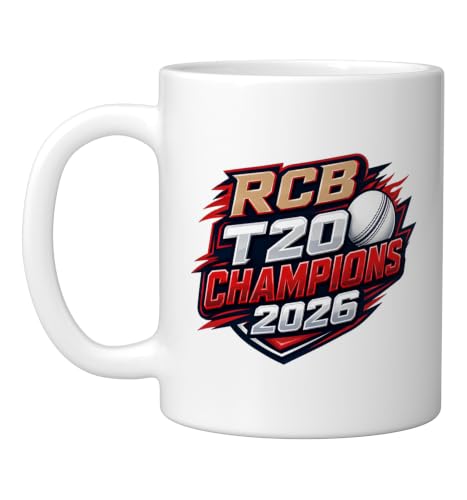 RCB 2026 T20 Champions Ceramic Mug, White