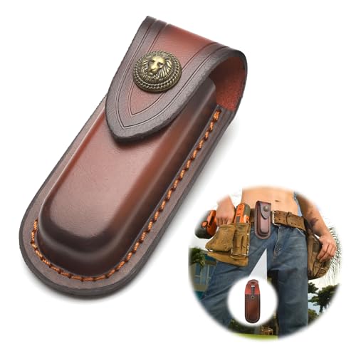 TNSLAND 1 Pcs Etui Couteau Cuir Étui pour Couteau Housse pour Couteau Pochette Ceinture, Gaine de Couteau Étui, Couteaux de Poche Marron, Sac à Couteau pour...