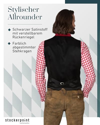 Stockerpoint Ricardo Herren Trachtenweste, Dunkelrot, 54