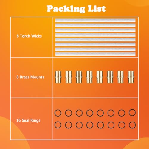 Wine Bottle Torch Kit 8 Pack, Includes 8 Long Life Torch Wicks, Brass Wick Mount(13.7 Inch,Bottle not Included) (8PCS) - Thumbnail 6