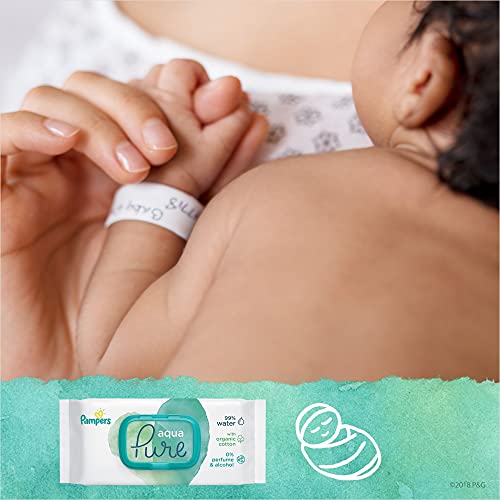 Pampers Aqua Pure Billendoekjes, 864 Babydoekjes (18 x 48 Doekjes), Gemaakt met 99% Puur Water + Biologisch Katoen… - Afbeelding 8
