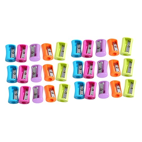 Operitacx 100 unidades mini accesorios escuela al azar lindo sacapuntas hecho a mano diseño creativo cintura lápiz papelería para estudiantes oficina en casa niños color niños Cover