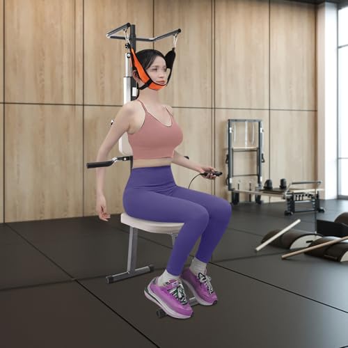 BuufuS Foldable Power Traction Chair, Electric Neck Traction Chair with Backrest Neck Stretching Training Machine 330lbs Capacity for Home Healthcare Facilities Backs Necks Pain Relief