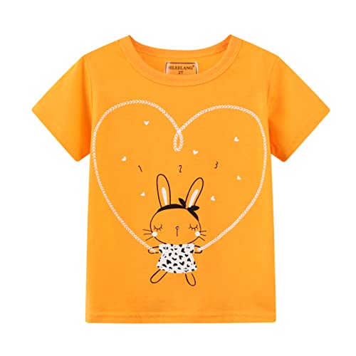 HILEELNAG Girls' Tees Short Sleeve Cotton Casual Graphic T-Shirts Easter Summer Tops 3Packs3