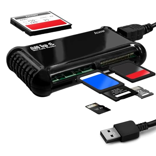 Acuvar Super High Speed All-in-1 USB Memory Card Reader Writer – Card Reader SD, CF Card, XD Card Reader, Micro SD Reader, Memory Stick Pro Duo, USB Card Reader, Compact Flash, Multi Adapter