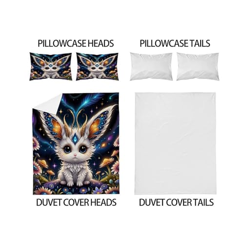 Housse de couette animaux 3D microfibre 135x200 ensemble de literie single - 4