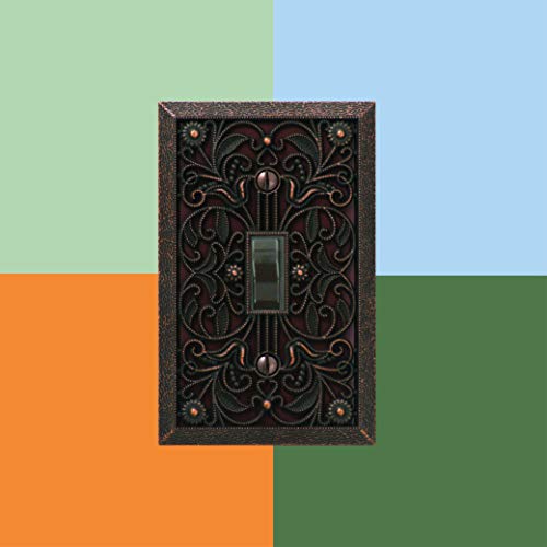 Image of Amerelle 65DAB Filigree Wallplate, 1 Duplex, Antique Brass (Pack of 2)