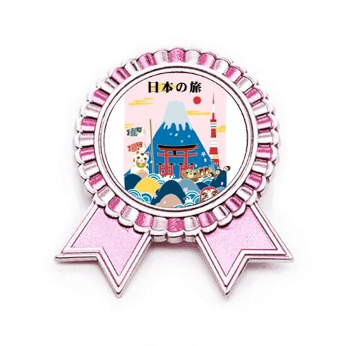 Broche rose insigne de voyage japonais : portez le souvenir d'une médaille en métal élégante