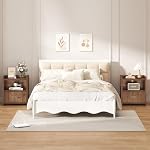 Night Stand with Charger Station - Modern Wood Nightstand with Drawer Storage, Fluted Wide Nightstands Bedside Table, Mid Century Night Stands for Bedroom Home Office Sofa, Walnut - Image 3