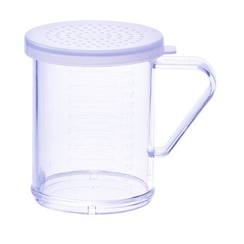 Winco PDG-10CM, 10 Oz Plastic Dredge with Clear Snap-on Lid, Seasoning Sugar Spice Pepper Shaker with Medium Holes