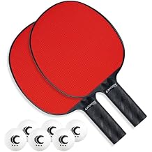 Cannon Sports Rubber Face Unbreakable Table Tennis Paddle Set - 2 Rackets with 6 Pack of 3-Star Table Tennis Balls Portable Set for 2 Players