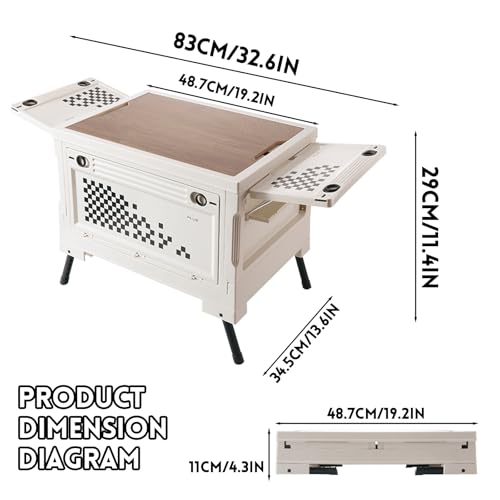 Floatlive Folding Camping Storage Box with Wooden Table Board, Multi-functional Collapsible Camp Kitchen Box, 56L Storage Bin for Trunk Organizer for Outdoor Picnic, Car RV Storage and Organization