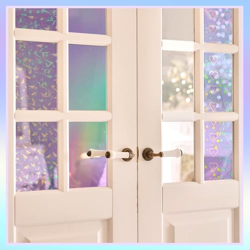Clabby 36 Sheets Holographic Sticker Paper A4 Vinyl Holographic Laminate Sheets Self Adhesive Waterproof Transparent Film, 11.7 x 8.3 inches(Gem, Dot, Colorful, Star, Heart, Glossy Clear) by Clabby - Image 4