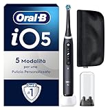 Immagine di Oral-B Spazzolino Elettrico Ricaricabile iO 5N Nero, 1 Spazzolino Elettrico, 1 Testina, Pochette, io 5 Per Una Pulizia Denti Efficace, Sensore di Pressione, Gengive Protette