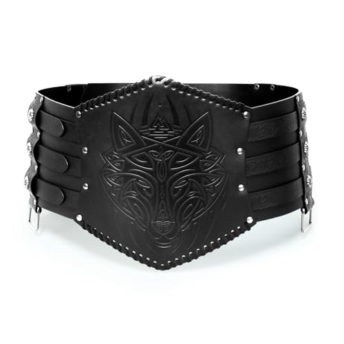 Mens Medieval Viking Leather Armor Renassance Belt Embossed Knight Corset Belt for LARP Christmas Gifts Costume