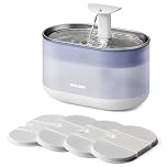 PETLIBRO Ultra Quiet Pet Water Fountain 2.1L, Stainless Steel Top Cat Fountain with Two Flow Modes, BPA-Free Capsule Water Fountain, Visible Water Level with 4 Large Filters