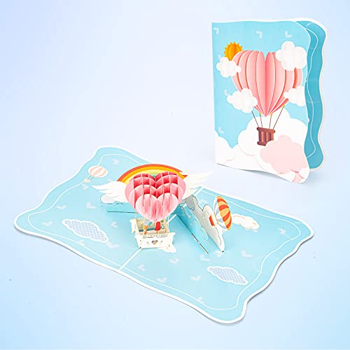 Hot Air Balloon Pop Up Anniversary Card, Wedding Happy Anniversary Pop Up Card, 3D Greeting Card Thinking Of You Card For Lover, Couple, Husband, Wife, Girlfriend, Boyfriend, Women, Men #TOP1