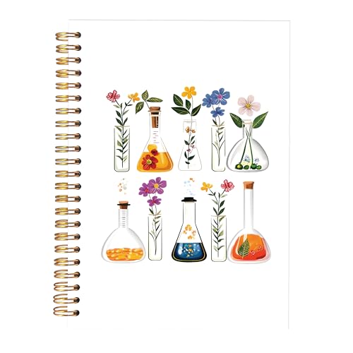 KAOWT Science Teacher Gifts for Women Notebook Journal, Chemistry Biology Teacher Notebooks for Note Taking, Science Lab Journal, Floral Chemistry Hardcover Spiral Notebook 5.5x8.3in
