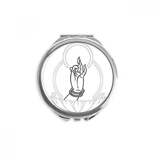 Miroir bouddhisme main lotus de poche compact pour retouches faciles