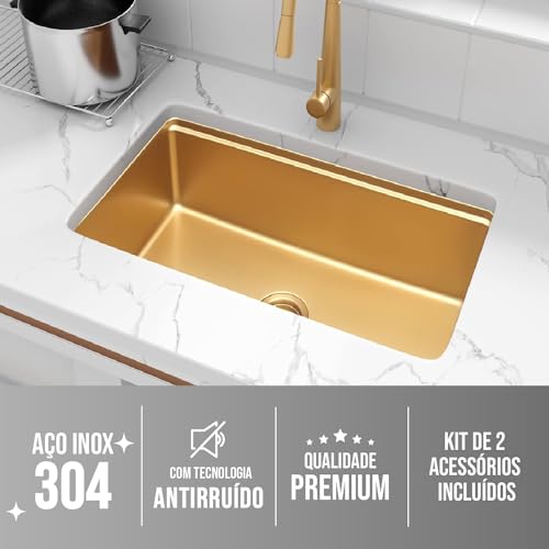 HOLTTER Cuba Aço Inox 304 com Torneira Gourmet Flexível Cuba Gourmet Aço Inox com Acessórios Torneir