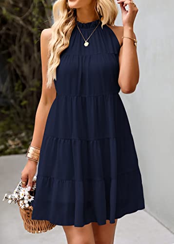 Image of KIRUNDO Summer Sundresses for Women Halter Dress Babydoll