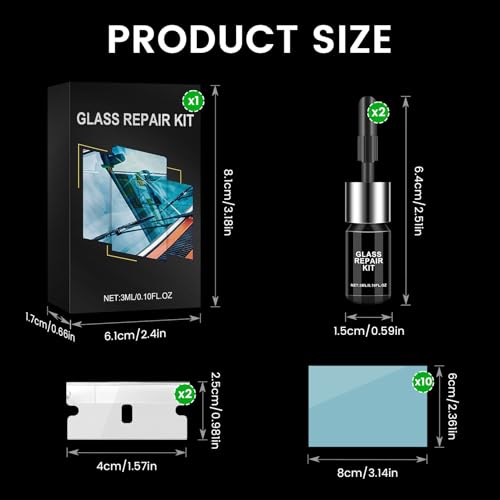 Dobyone FHO60 Windshield Repair Kit,Windshield Crack Repair Kit 2 Bottles Car Glass Repair Kit Windshield Chip Repair Kit Cracks Gone Glass Repair Fluid Quick Fix thumb #5