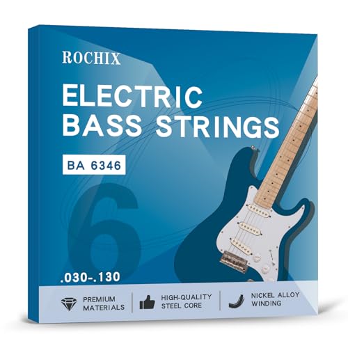 Juego de 6 cuerdas de bajo eléctrico de nivel profesional, BA 6346, núcleo de acero con bobina de...