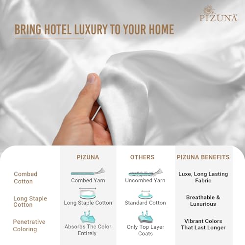Image of Pizuna 100% Cotton Bedsheet Super King Size White, 800 Thread Count Long Staple Combed Cotton Flat Bedsheets 108x108 Inches with 4 Pillow Covers, Bed Sheet for Super King Size Bed