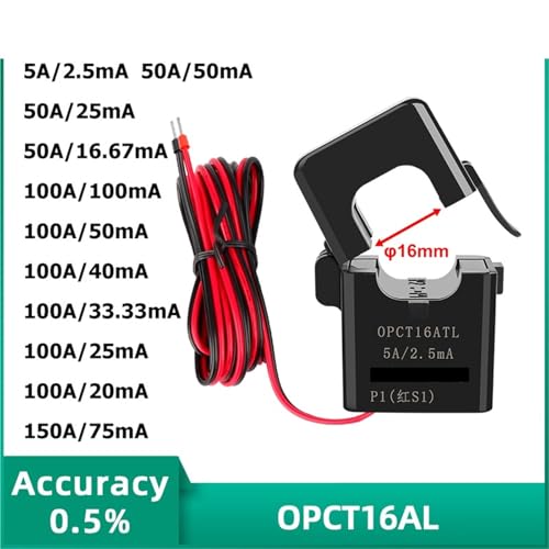 Transformador de corriente OPCT16AL mide consumo sin apagar la luz pinza split-core 50A 2