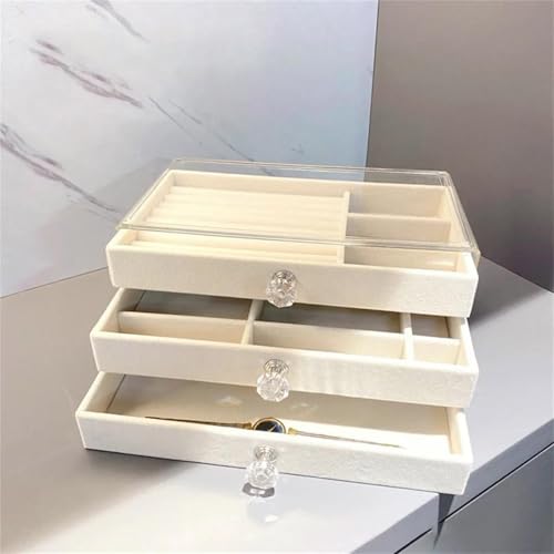 Boîte de rangement de bijoux velours empilable boucles d'oreilles multi-couches - 7