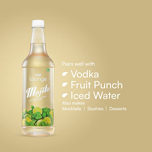 Image of Mapro Lounge Mojito Lemon and Mint Cocktail Mixer Mocktail Fruit Syrup - 1L |Contains Real Fruit Juice| Gluten Free| Zero Cholestrol