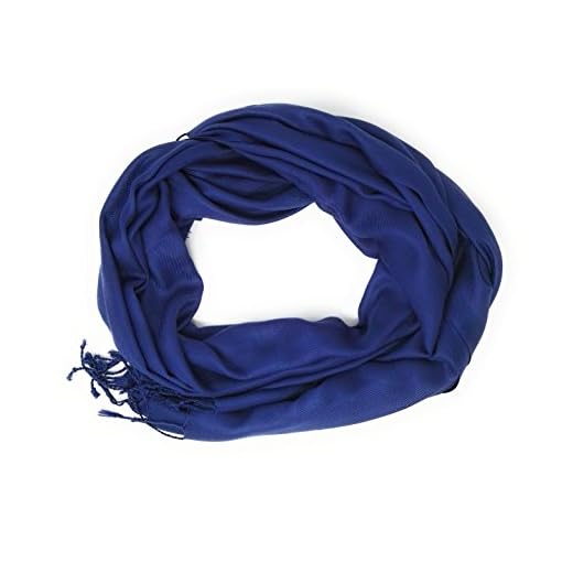 Pashmina, Bufanda, Foulard, Chal 180 x 70 cm (Blue Jean)