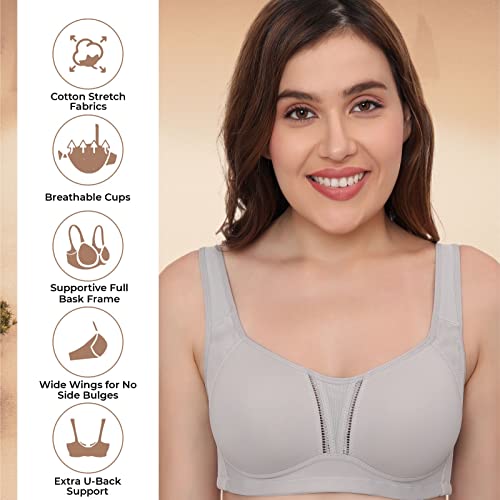 Image of PLUMBURY Nylon Blend Full Support Minimizer Everyday Bra For Women Full Coverage | Wireless| Padded With Seamless Soft Cups