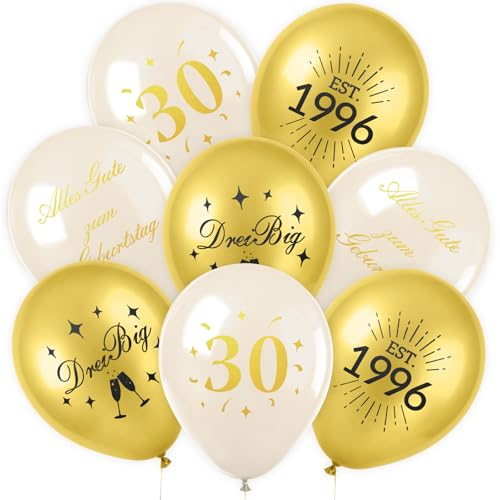 36 Stück Deko zum 18. Geburtstag, Happy Birthday Luftballon zum 18. Geburtstag für Männer und Frauen, Schwarzgold, Avocadogrüngold, Milchweißgold