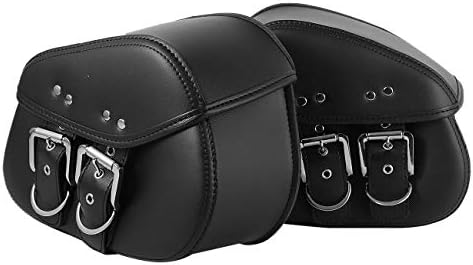 Eynpire Black PU Leather Motorcycle Saddlebag 2 PC Set