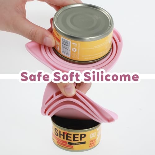 Xinjoduz 2 Stück Katzenfutter Deckel, Dosendeckel und Katzenlöffel Silikon Universal Dosendeckel Rosa Niedliche Deckel für Futteraufbewahrung Hundekatzenfutter Haustierfutterdosen